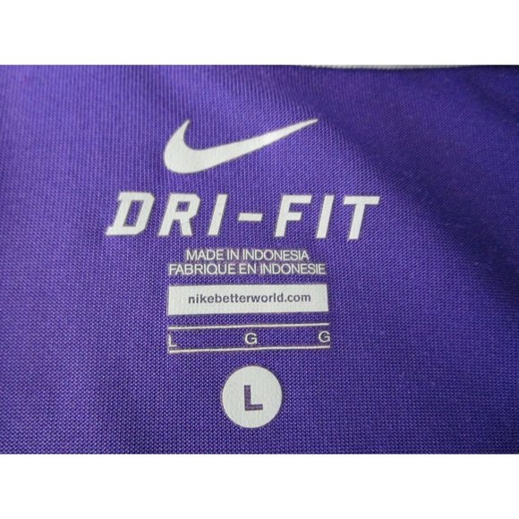 Nike Dri Fit LSU Tigers Purple Yellow Primary Logo Polo Mens Large EUC - Picture 8 of 11
